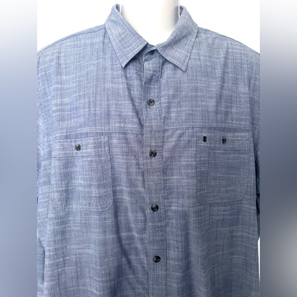 Izod Blue Casual Button Down Shirt with Relaxed Fit- XXL - Picture 6 of 7